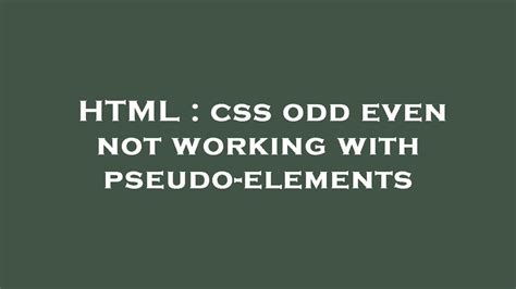 css odd even